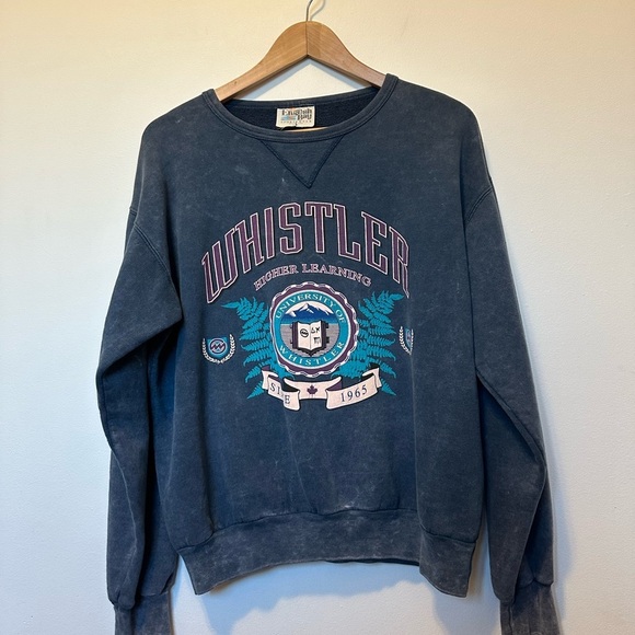 Vintage Sweater Crewneck Whistler Cozy Warm Preppy Acid Wash Style Cottagecore - Picture 3 of 13